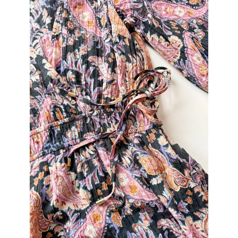 MINKPINK Celestia Floral Paisley Plisse Pleated Boho Peasant Midi Dress, Size S - Picture 10 of 15